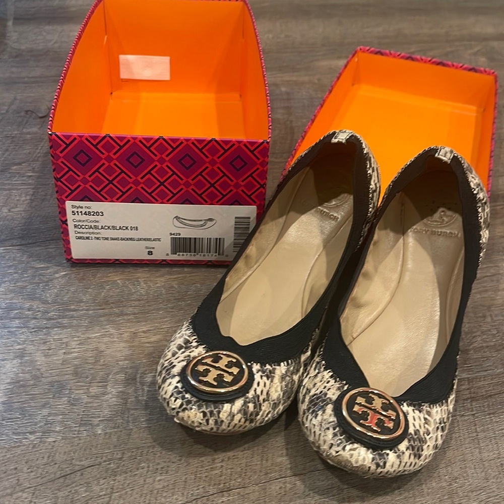 Tory Burch Roccia Caroline flats snake